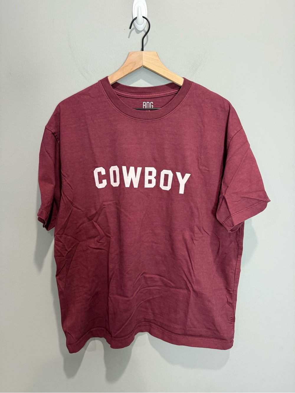 BDG Cowboy Graphic Tee Burgundy Oversized T Shirt L Urban Outfitters